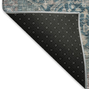 HomeRoots 9' X 12' Elegant Blue Gray Silver Oriental Washable Area Rug with UV Protection & Stain Resistance 692393