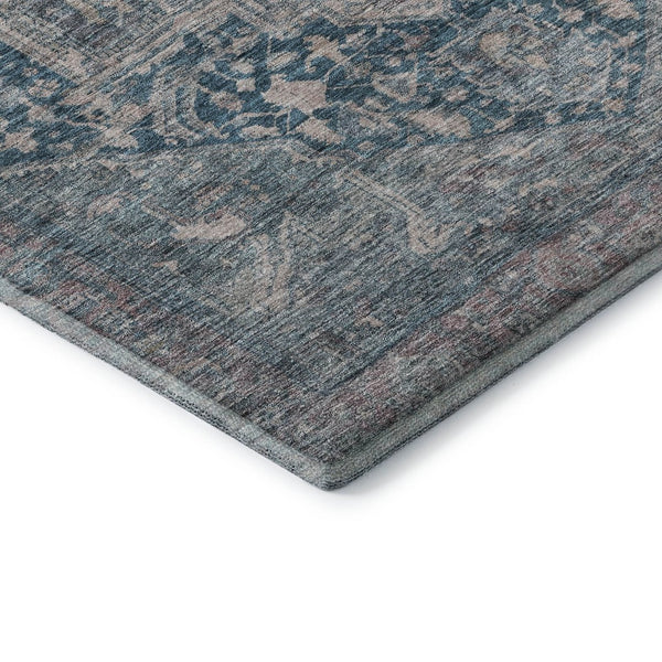 HomeRoots 9' X 12' Elegant Blue Gray Silver Oriental Washable Area Rug with UV Protection & Stain Resistance 692393