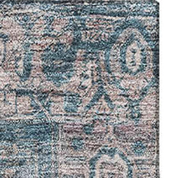 HomeRoots 9' X 12' Elegant Blue Gray Silver Oriental Washable Area Rug with UV Protection & Stain Resistance 692393