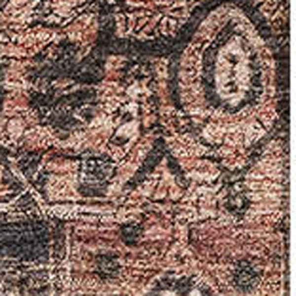 HomeRoots 5' X 8' Charcoal Gold and Rust Oriental Area Rug - Washable, UV Protected, Durable & Stylish Design 692396