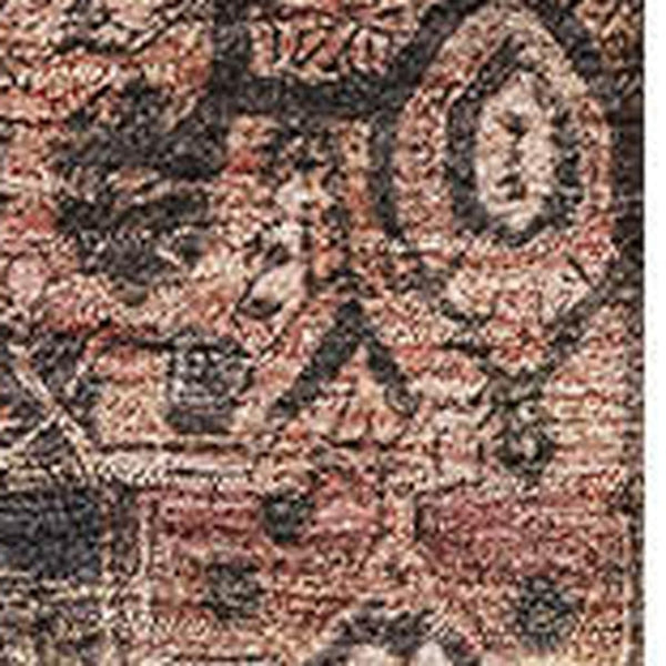 HomeRoots 8' Charcoal Gold & Rust Oriental Washable Area Rug - UV Protected, Stain Resistant, Non-Slip Design 692398