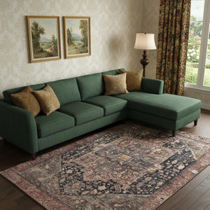 HomeRoots 10' X 14' Charcoal Gold & Rust Washable Area Rug - Elegant, Durable, Stain-Resistant Design for All Homes 692400