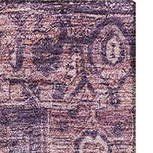 HomeRoots 5' X 8' Eggplant Gold and Gray Oriental Area Rug - Durable, Washable, UV Protected for Family Living 692402