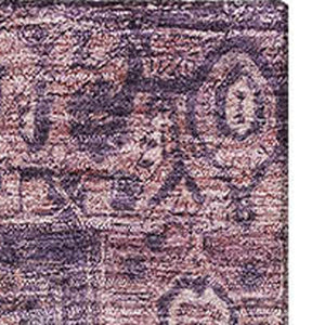 HomeRoots 8' Washable Eggplant Gold & Gray Oriental Area Rug with UV Protection - Durable & Stain Resistant! 692404