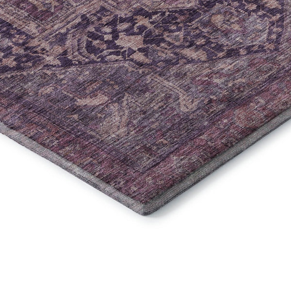 HomeRoots 9' X 12' Luxurious Eggplant Gold Gray Oriental Area Rug - Durable, Washable, UV Protected & Stylish! 692405