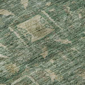 HomeRoots 8' X 8' Stylish Oriental Round Rug in Emerald, Ivory & Taupe – Washable, UV-Protected, Durable Design 692409
