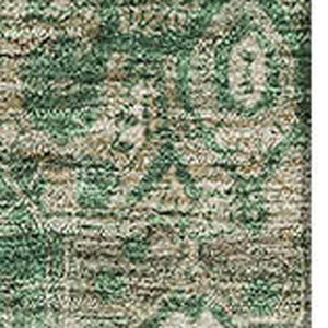 HomeRoots 8' Washable Oriental Area Rug in Emerald, Ivory & Taupe - UV Protected, Stain Resistant & Durable 692410