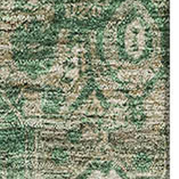 HomeRoots 8' Washable Oriental Area Rug in Emerald, Ivory & Taupe - UV Protected, Stain Resistant & Durable 692410