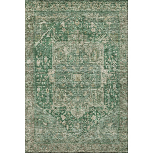 HomeRoots 9' X 12' Emerald Ivory Taupe Oriental Area Rug - Durable, Washable, UV-Resistant, Kid & Pet Friendly! 692411