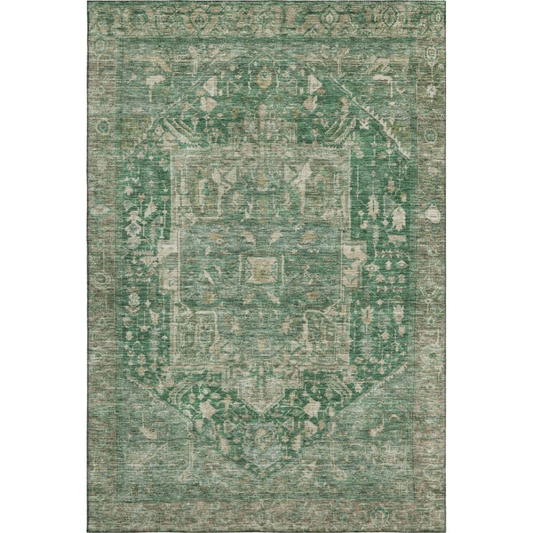 HomeRoots 10' X 14' Emerald Ivory Taupe Oriental Area Rug - Washable, Durable, UV Protected for Busy Homes 692412