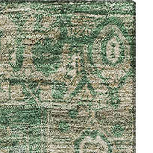 HomeRoots 10' X 14' Emerald Ivory Taupe Oriental Area Rug - Washable, Durable, UV Protected for Busy Homes 692412
