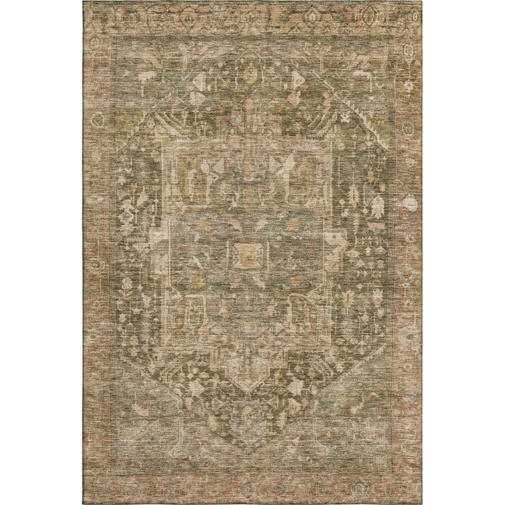 HomeRoots 5' X 8' Elegant Fern Green Oriental Area Rug - Washable, Stain-Resistant, UV Protected & Non-Slip 692414