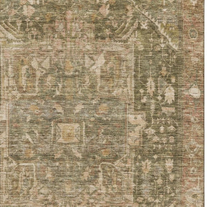 HomeRoots 5' X 8' Elegant Fern Green Oriental Area Rug - Washable, Stain-Resistant, UV Protected & Non-Slip 692414