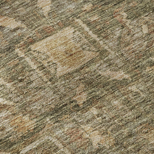 HomeRoots 8' X 8' Fern Green Oriental Round Rug with Stain Resistance, UV Protection & Durable Polyester Design 692415
