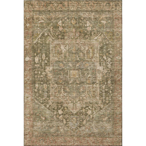 HomeRoots 8' Washable Fern Green Oriental Area Rug with Copper Accents - UV Protection & Stain Resistant Design 692416
