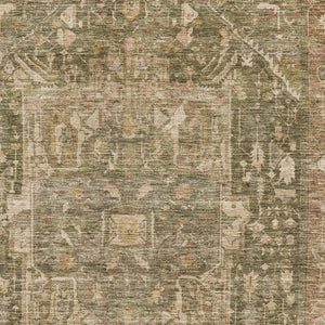 HomeRoots 9' X 12' Fern Green Oriental Washable Area Rug - UV Protected, Durable, Non-Slip for High-Traffic Homes 692417