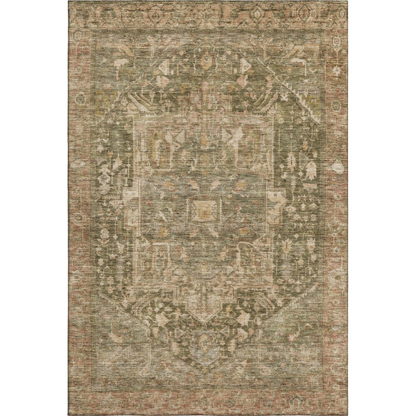 HomeRoots 10' X 14' Stylish Fern Green Oriental Washable Area Rug with UV Protection for Busy Homes & Pets 692418