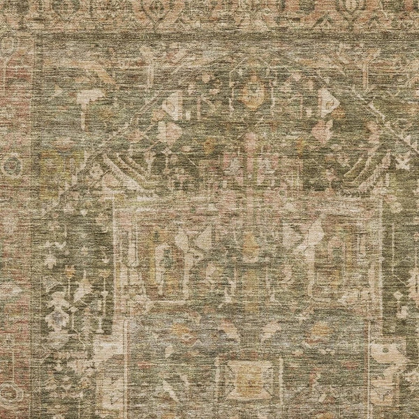 HomeRoots 10' X 14' Stylish Fern Green Oriental Washable Area Rug with UV Protection for Busy Homes & Pets 692418