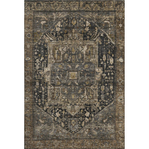 HomeRoots 5' X 8' Chocolate Charcoal & Beige Oriental Washable Rug - Stain-Resistant & UV Protected Design 692420