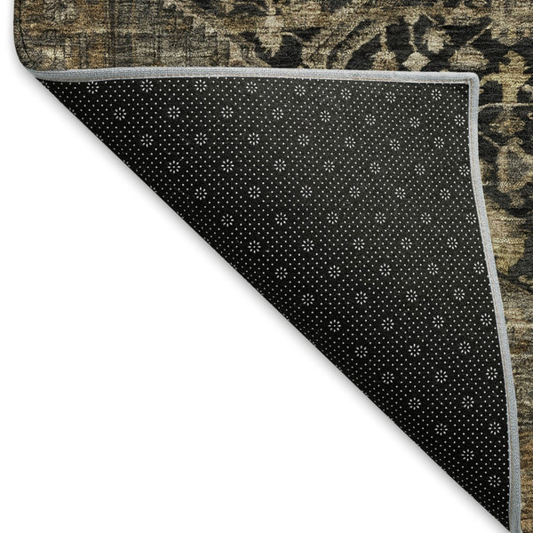 HomeRoots 9' X 12' Washable Chocolate Charcoal Beige Oriental Area Rug with UV Protection for Every Space 692423