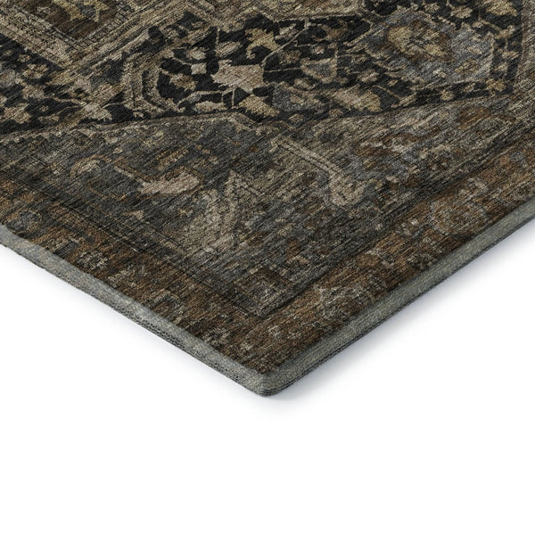 HomeRoots 9' X 12' Washable Chocolate Charcoal Beige Oriental Area Rug with UV Protection for Every Space 692423