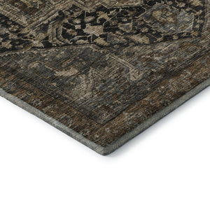 HomeRoots 10' X 14' Elegant Chocolate Charcoal & Beige Oriental Area Rug - Washable, UV Protected & Non-Slip 692424