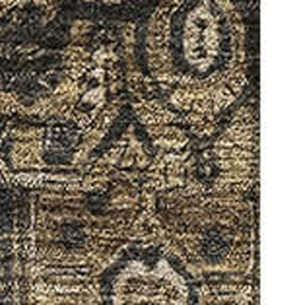 HomeRoots 10' X 14' Elegant Chocolate Charcoal & Beige Oriental Area Rug - Washable, UV Protected & Non-Slip 692424