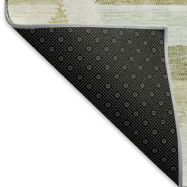 HomeRoots 5' X 8' Artichoke Green Geometric Area Rug - Washable, UV-Protected, Stylish & Durable for Homes 692426
