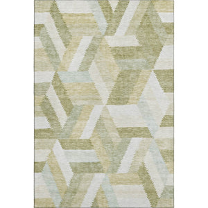 HomeRoots 9' X 12' Stylish Artichoke Green Geometric Area Rug with UV Protection & Stain Resistance for Homes 692429
