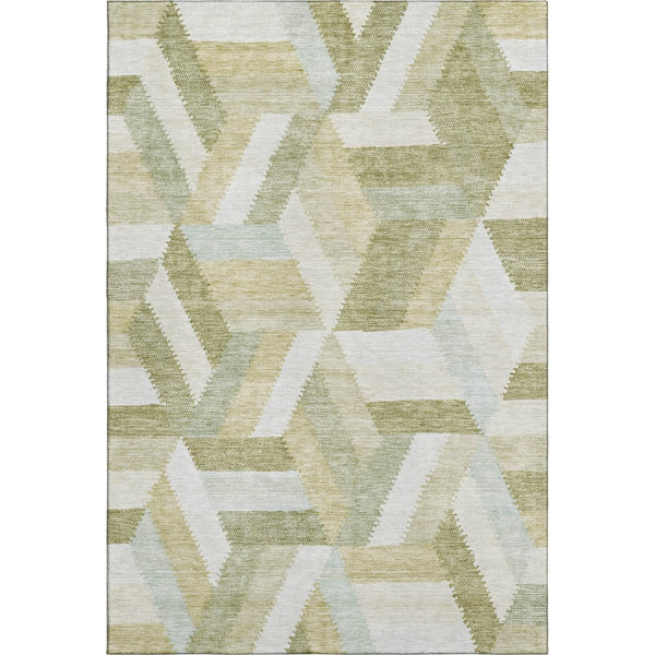 HomeRoots 9' X 12' Stylish Artichoke Green Geometric Area Rug with UV Protection & Stain Resistance for Homes 692429