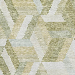 HomeRoots 9' X 12' Stylish Artichoke Green Geometric Area Rug with UV Protection & Stain Resistance for Homes 692429