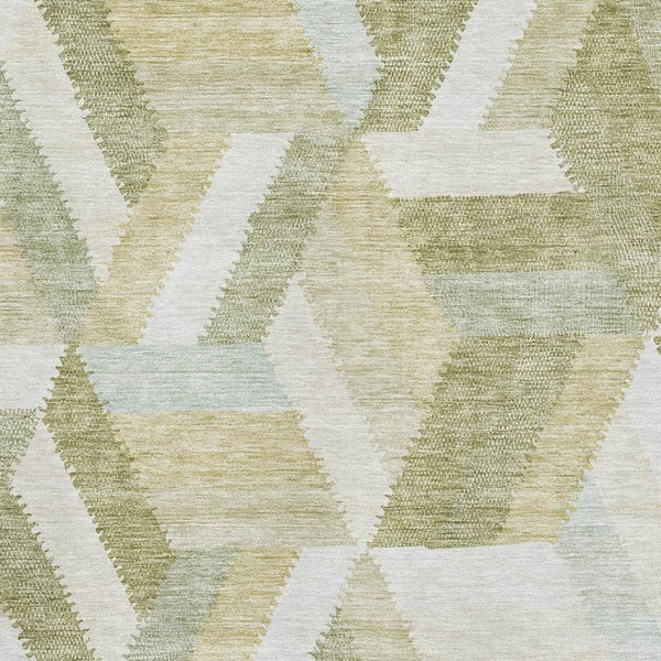 HomeRoots 9' X 12' Stylish Artichoke Green Geometric Area Rug with UV Protection & Stain Resistance for Homes 692429