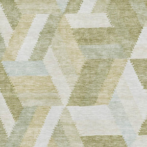 HomeRoots 10' Geometric Artichoke Green Area Rug – Washable, Stain-Resistant, UV Protected for Stylish Living Spaces 692430