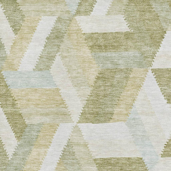 HomeRoots 10' Geometric Artichoke Green Area Rug – Washable, Stain-Resistant, UV Protected for Stylish Living Spaces 692430