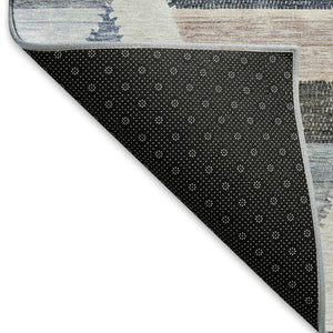 HomeRoots 9' X 12' Stylish Blue Silver Gray Geometric Washable Area Rug with UV Protection & Stain Resistance 692441