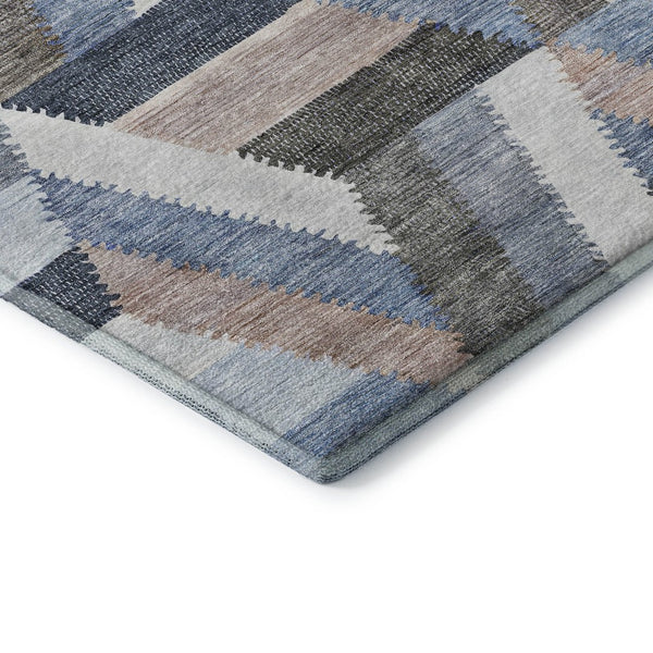 HomeRoots 9' X 12' Stylish Blue Silver Gray Geometric Washable Area Rug with UV Protection & Stain Resistance 692441