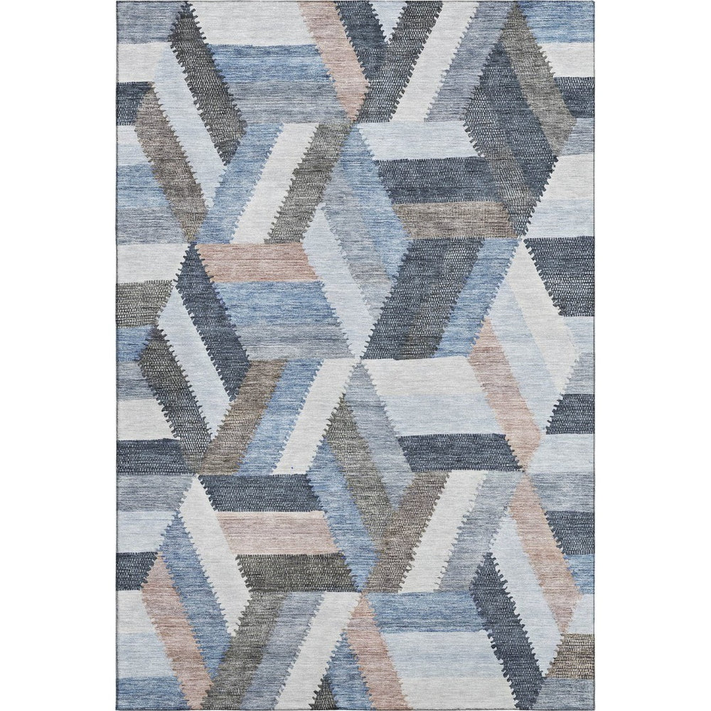 HomeRoots 10' Blue Silver & Gray Geometric Washable Area Rug – Durable, Stain-Resistant, UV-Protected Style! 692442
