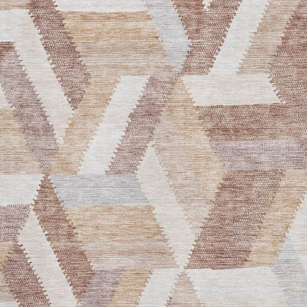 HomeRoots 5' X 8' Washable Copper Ivory and Gray Geometric Area Rug with UV Protection for Busy Homes 692444