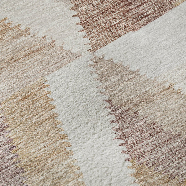 HomeRoots 8' X 8' Modern Geometric Washable Round Rug in Copper, Ivory & Gray - UV Protected & Durable Design 692445