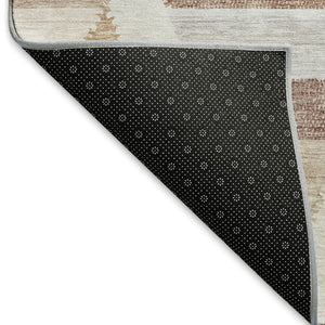 HomeRoots 8' Washable Copper, Ivory & Gray Geometric Area Rug with UV Protection for High-Traffic Spaces 692446