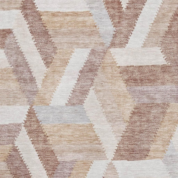 HomeRoots 9' X 12' Stylish Copper, Ivory & Gray Geometric Washable Area Rug with UV Protection for Homes 692447