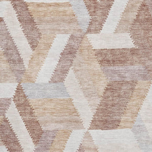 HomeRoots 10' X 14' Copper Ivory and Gray Geometric Area Rug - Washable, Stain Resistant, UV Protected Elegance 692448
