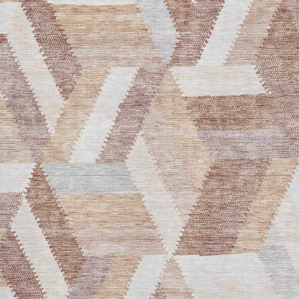 HomeRoots 10' X 14' Copper Ivory and Gray Geometric Area Rug - Washable, Stain Resistant, UV Protected Elegance 692448