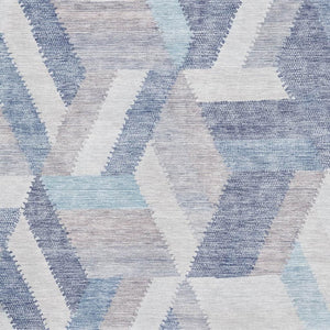 HomeRoots 9' X 12' Contemporary Denim Blue Geometric Area Rug – Washable, UV-Protected, Durable & Stylish! 692453