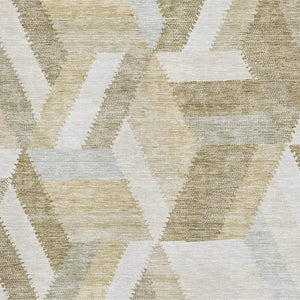 HomeRoots 5' X 8' Tan Ivory Brown Geometric Washable Area Rug - Durable, Stain Resistant, UV Protected Style! 692456