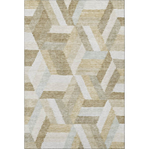 HomeRoots 5' X 8' Tan Ivory Brown Geometric Washable Area Rug - Durable, Stain Resistant, UV Protected Style! 692456