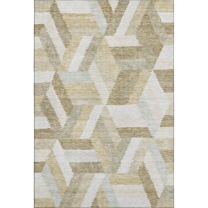 HomeRoots 8' Modern Tan and Ivory Geometric Area Rug - Washable, Stain Resistant, UV Protected for Style & Durability 692458