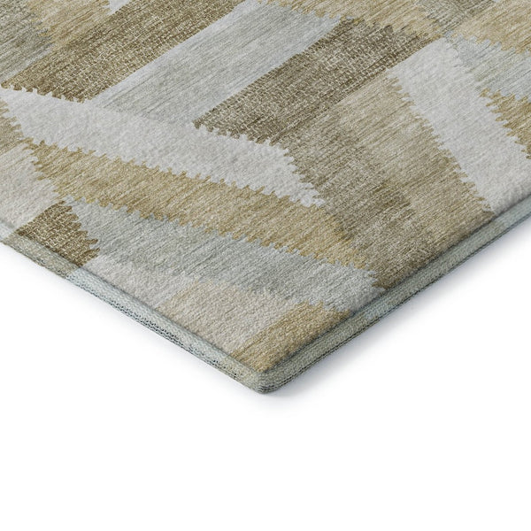 HomeRoots 8' Modern Tan and Ivory Geometric Area Rug - Washable, Stain Resistant, UV Protected for Style & Durability 692458