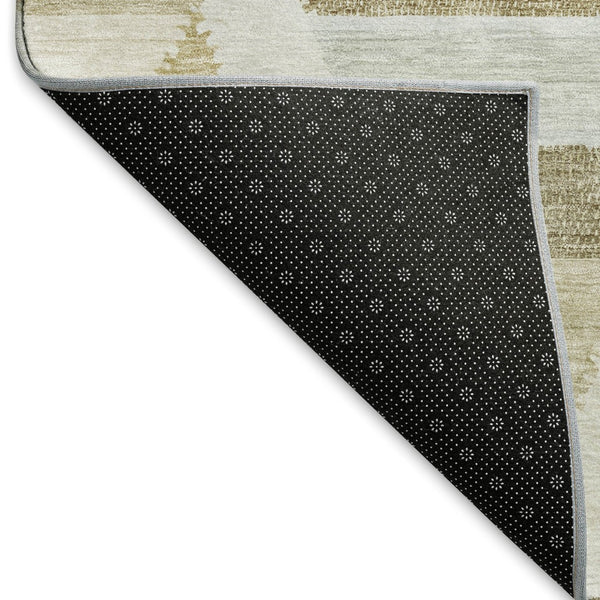 HomeRoots 9' X 12' Stylish Tan Ivory Brown Geometric Washable Area Rug with UV Protection for Busy Homes 692459
