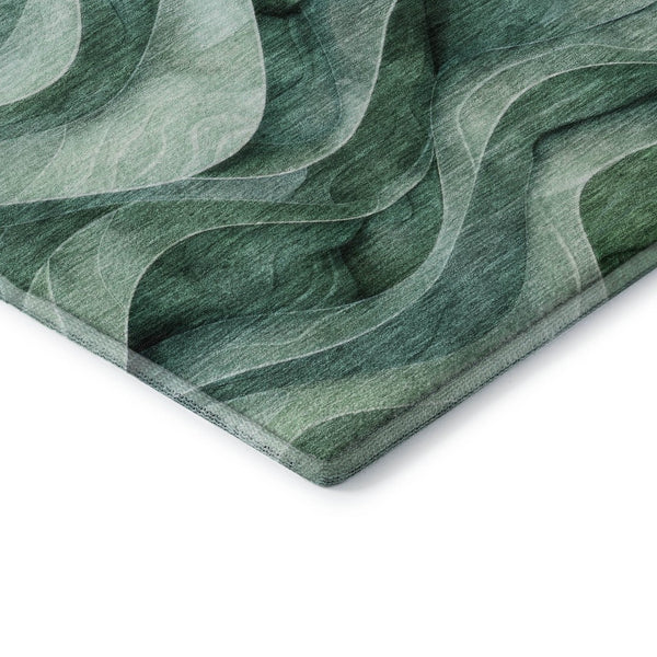 HomeRoots 9' X 12' Teal, Peach & Lime Green Abstract Area Rug - Stylish, Washable, UV-Protected & Durable! 692471